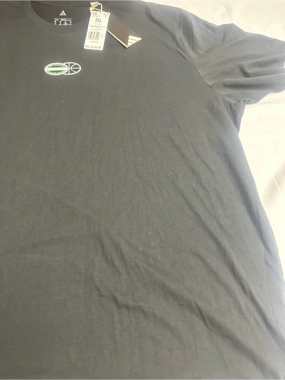 adidas Black Short Sleeve Graphic Crew Tee with Small Chest Logo